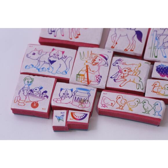 Vintage Lisa Frank Farm Animals, Message Stamp Set, Pets, LFI, Card Making, Scr - Picture 3 of 5